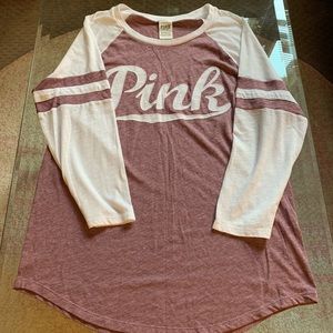 PINK baseball style 3/4 length sleeve